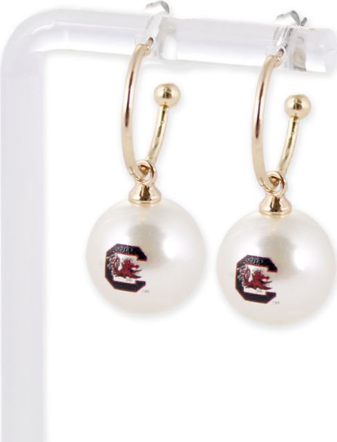 University of South Carolina Pearl Logo Hoop Earrings