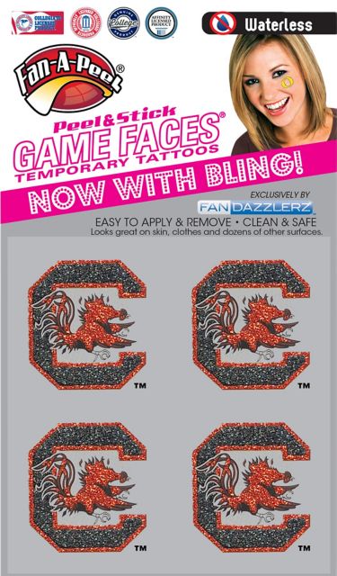 University of South Carolina 4-Pack Waterless Glitter Tattoo