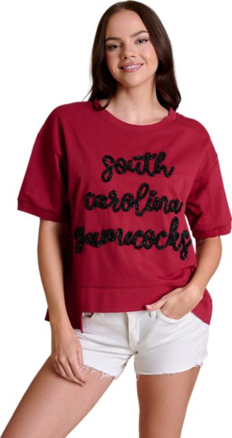 University of South Carolina Women's Glitter Script Boxy Top