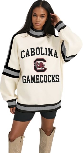 University of South Carolina Women's Oversized Turtleneck Pullover with Bold Stretch-Knit Striped Detail