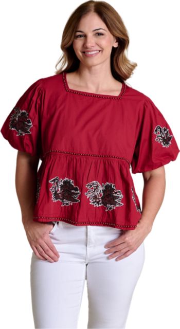 University of South Carolina Women's Puff Sleeve Peplum Top