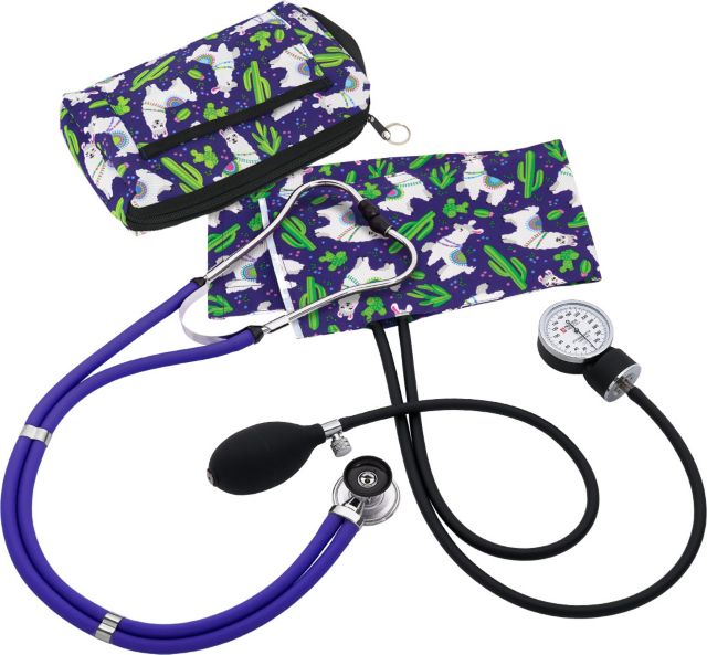 ANEROID SPHYGMOMANOMETER/SPRAGUE-RAPPAPORT COMBINATION KIT-LLAMAS PURPLE