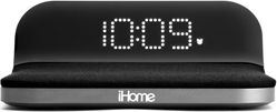 iHome Compact Alarm Clock with Qi Wireless Charging and USB Charging Black/Gray - ONLINE ONLY