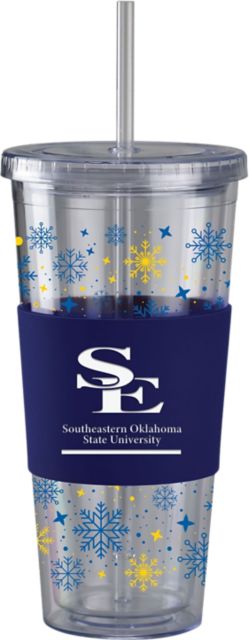 Southeastern Oklahoma State University Straw Snowflake Tumbler