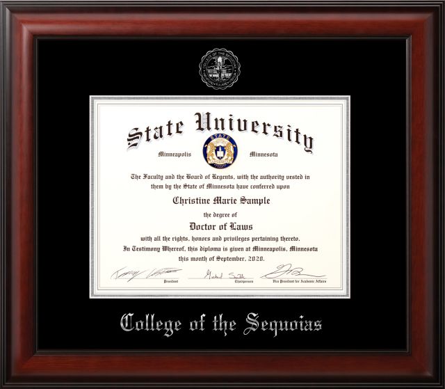 College of the Sequoias 8.5" x 11" Mahogany Meridian Diploma Frame
