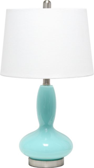 Lalia Home Glass Dollop Table Lamp with White Fabric Shade, Seafoam - ONLINE ONLY