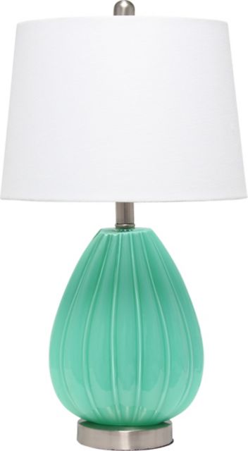 Lalia Home Pleated Table Lamp with White Fabric Shade, Seafoam - ONLINE ONLY
