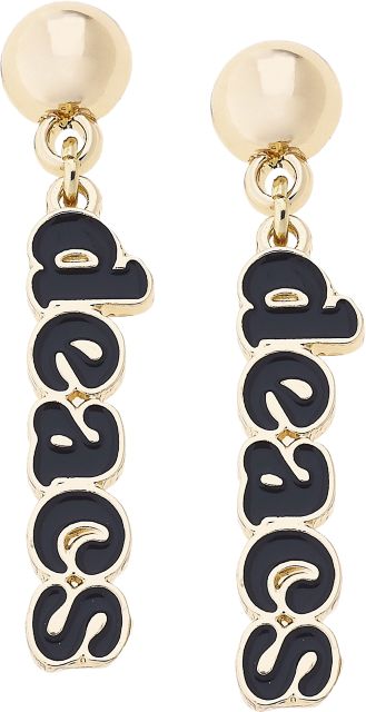 Women's Wake Forest Demon Deacons Slogan Earrings in Black/Shiny Gold