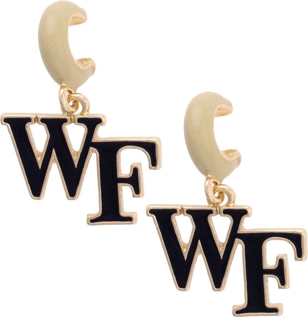 Women's Wake Forest Demon Deacons Enamel Logo Huggie Hoop Earrings in Black