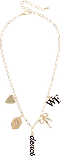 Women's Wake Forest Demon Deacons Paper Clip Charm Collector Necklace in Shiny Gold