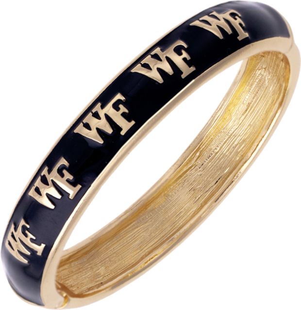 Women's Wake Forest Demon Deacons Sculpted Enamel Logo Hinge Bangle in Black