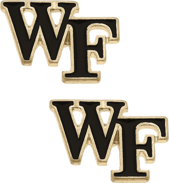 Women's Wake Forest Demon Deacons Enamel Logo Stud Earrings in Shiny Gold