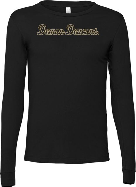 Wake Forest Bella + Canvas Jersey Cotton Long Sleeve T Shirt Demon Deacons Script - ONLINE ONLY