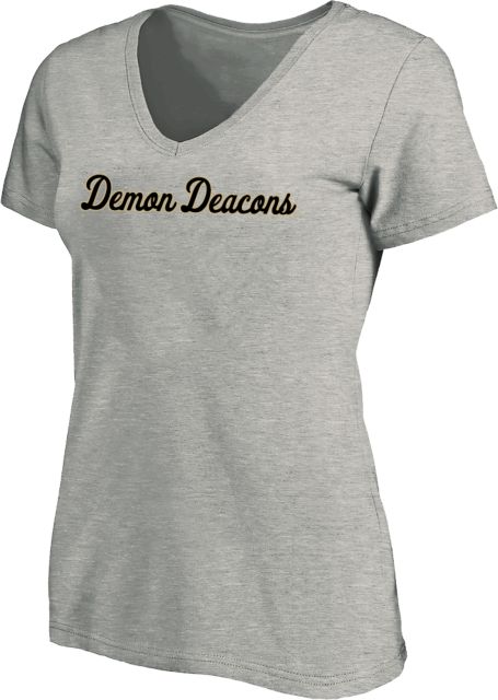 Wake Forest Womens Plus V Neck T Shirt Demon Deacons Script - ONLINE ONLY