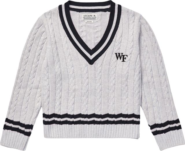 Wake Forest Demon Deacons Women's Cable Knit V-Neck Sweater