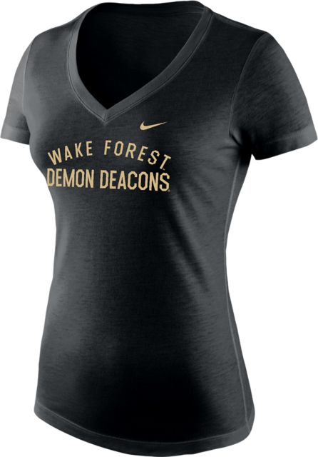 Wake Forest Demon Deacons Women's Triblend V-Neck Short Sleeve T-Shirt