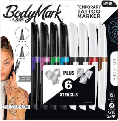BodymarkByBIC are are skin-safe temporary body markersfind them in, Temporary Tattoo