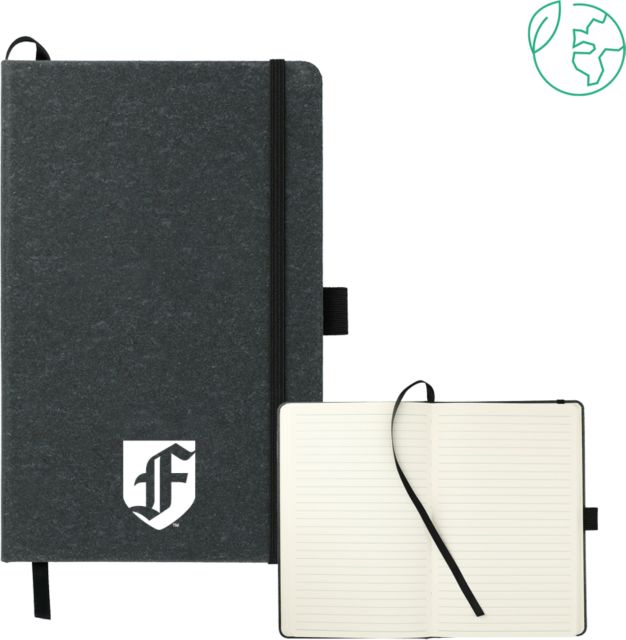 Fordham 5.5 x 8.5 FSC Mix Recycled Leather Bound Journal Fordham University F Shield - ONLINE ONLY