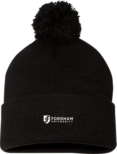 Fordham Sportsman Pom Pom Cuffed Beanie Fordham University Primary Mark Flat - ONLINE ONLY