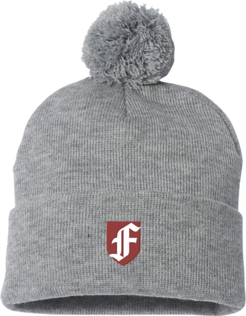 Fordham Sportsman Pom Pom Cuffed Beanie Fordham University F Shield - ONLINE ONLY
