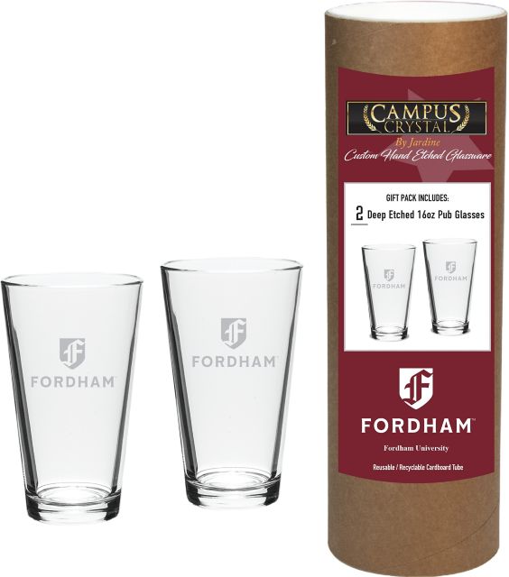 Fordham University 16 oz. Etched Glass - Set of 2