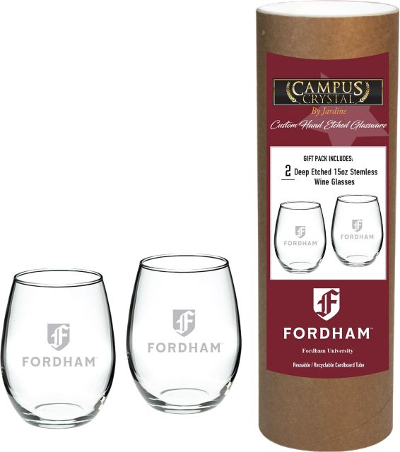 Fordham University 15 oz. Stemless Wineglass - Set of 2