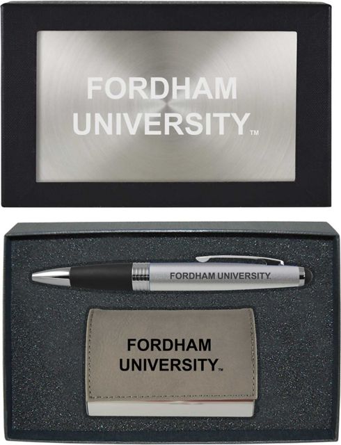 Fordham University Business Card Holder And Pen Set