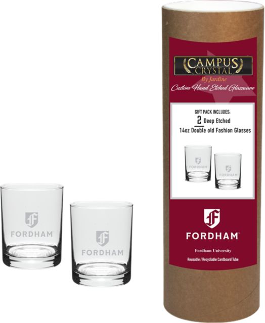 Fordham University 14 oz. Double Old Fashion Glass - Set of 2
