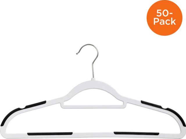 Space Saving Collection Plastic Non-Slip Hangers with Clips for Suit/Coat California Closets Black 50