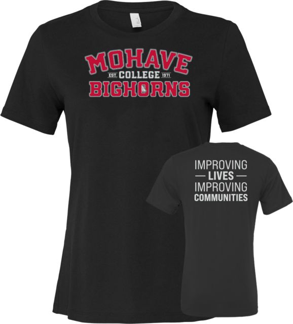 Mohave Bella + Canvas Jersey Cotton T Shirt Mohave Bighorns Est 1971 Collegiate Blaze - Front - ONLINE ONLY