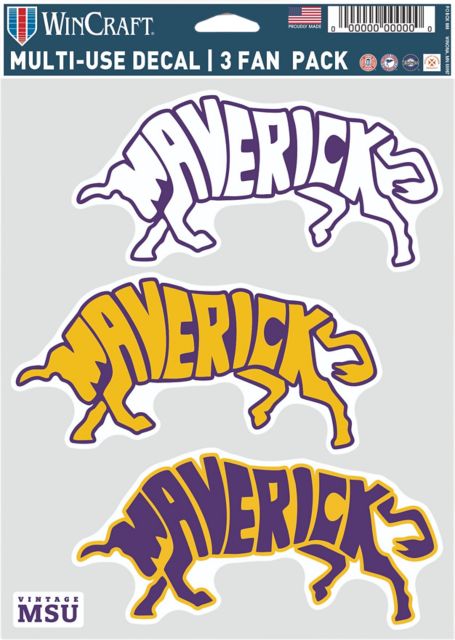 Minnesota State University Mankato Mavericks 5x7 Fan 3 Pack Decal