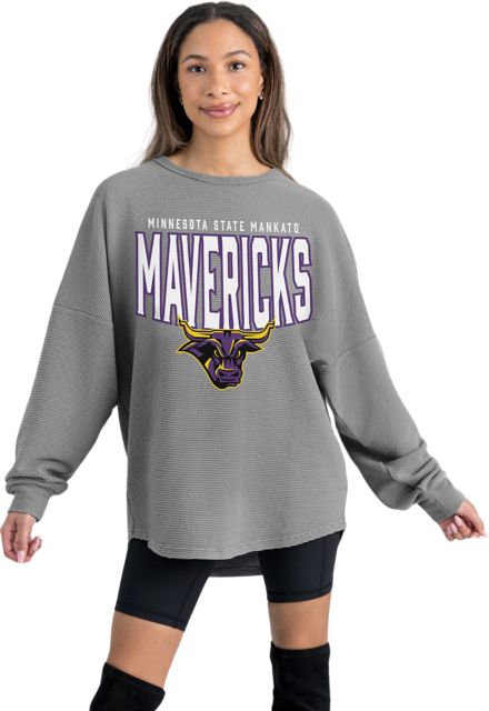 Minnesota State University Mankato Women's Crewneck Essential Corded Pullover with Ribbed Knit Cuff Detail