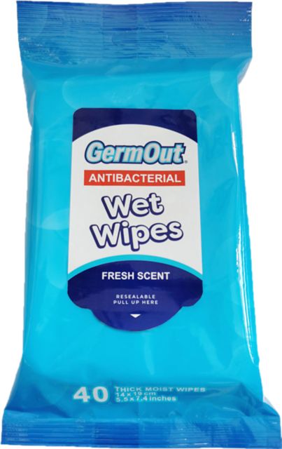 GermOut Antibacterial Wet Wipes - Fresh Scent - 40 count package