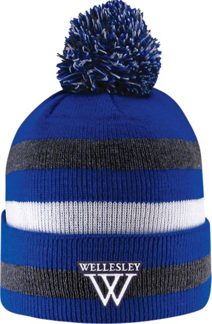 Wellesley College Cuffed Pom Knit Hat