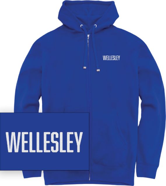 Wellesley College Chainstitch Full Zip Hooded Sweatshirt
