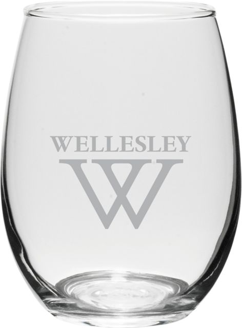 Wellesley College 15 oz. Stemless Wine Glass