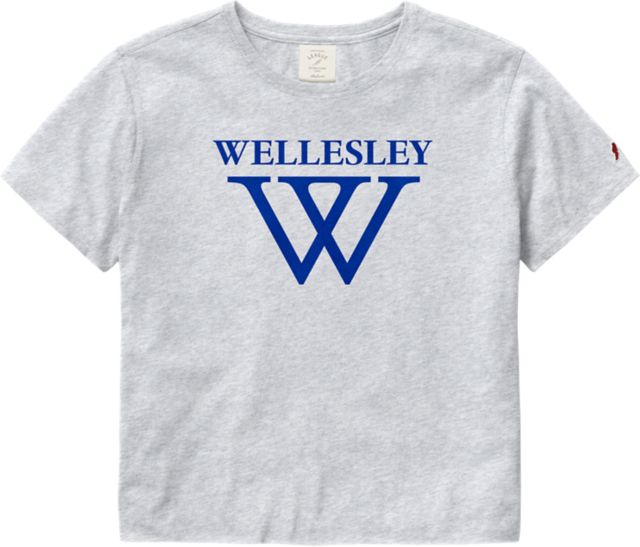 Wellesley College Blue Women's Cropped Short Sleeve T-Shirt