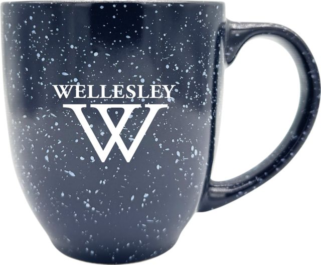 Wellesley College Blue 16 oz. Laser Engraved Bistro Mug
