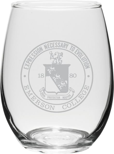 Emerson College 15 oz. Stemless Wine Glass