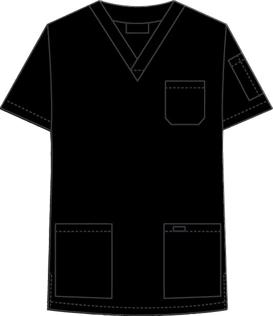 4PKT SCRUB TOP-BLACK MED