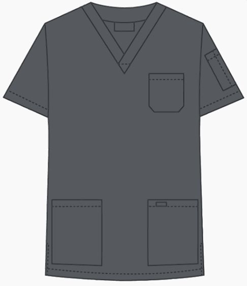 Unisex 4 Pocket V-Neck Scrub Top Charcoal LG