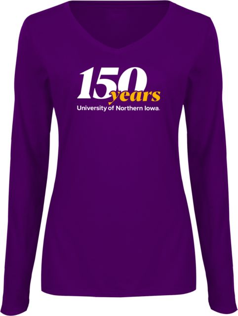 Northern Iowa Womens Long Sleeve V Neck Tee  150 Years University of Northern Iowa - ONLINE ONLY