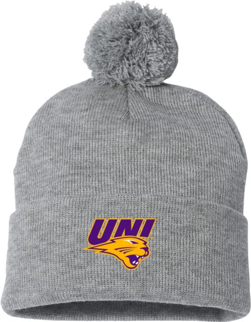Northern Iowa Sportsman Pom Pom Cuffed Beanie UNI Primary Athletics Mark - ONLINE ONLY