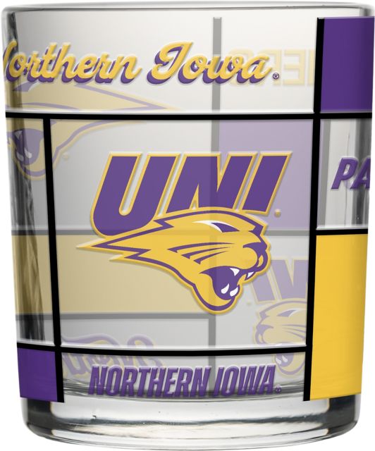 University of Northern Iowa 12oz Quilted Stained Rocks Glass
