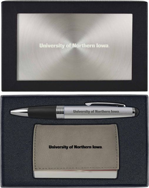 University of Northern Iowa Business Card Holder And Pen Set