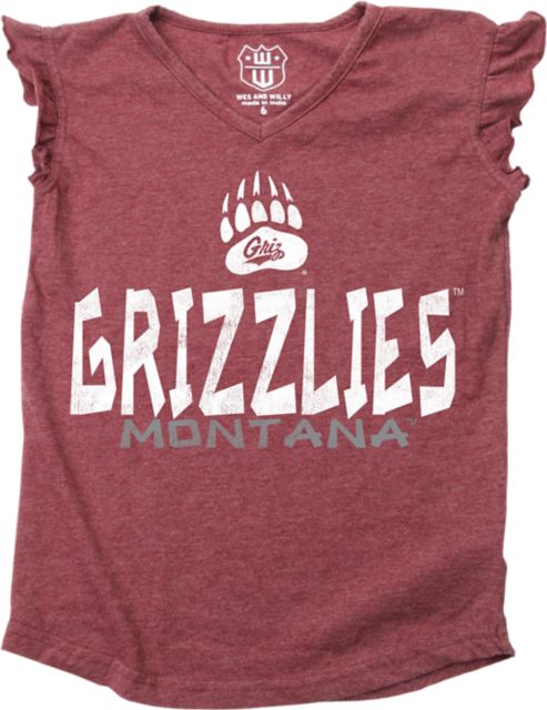 University of Montana Grizzlies Toddler Girls Ruffle Short Sleeve T-Shirt
