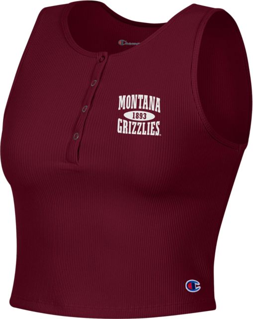 University of Montana Grizzlies Women's Henley Crop Tank Top