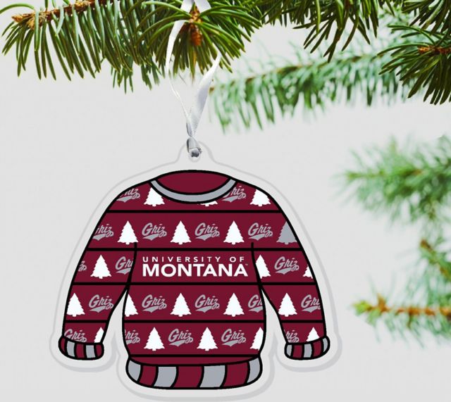 University of Montana Grizzlies 3'' x 4'' Etched Ornament