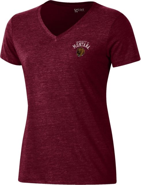 University of Montana Grizzlies Women's V-Neck Short Sleeve T-Shirt