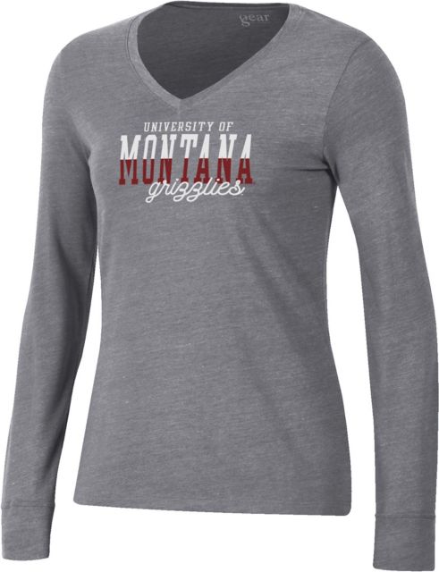 University of Montana Women's Grizzlies V-Neck Long Sleeve T-Shirt